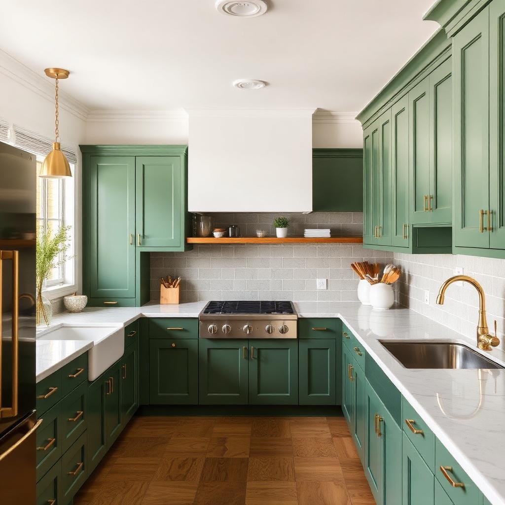 Sage green custom kitchen remodel