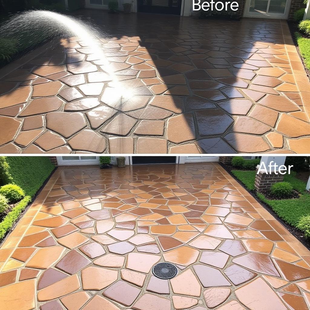 Pressure washing before and after